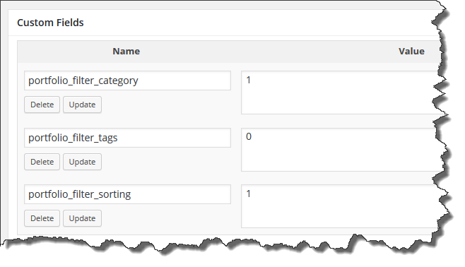 Sortable Portfolio Custom Fields